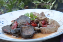 Aubergine, filet mignon de porc