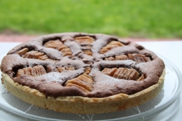 tarte, poires, chocolat