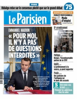 gilets jaunes Macron grand débat national leparisien-cover-14-01-19.jpg