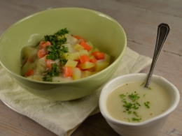 Blanquette de légumes choisis, pommes de terre, carottes, navets, panais, sauce blanche