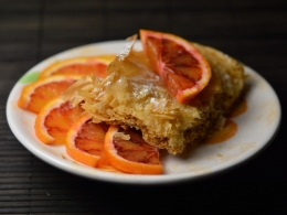 Gâteau filo fruits secs et orange, feuilles filo, oranges, amandes, noisettes