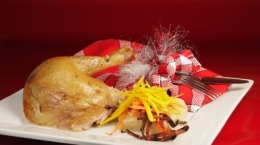 poularde rôtie, trio de carottes et sauce hongroise, Jacques Deroo, les chapons de Saulzoir, Saulzoir, poularde, Femina, la Cocotte