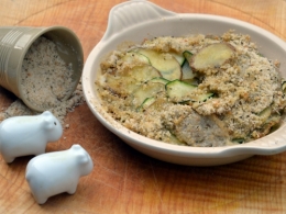 Pommes de terre et courgettes au crumble d’ail, pommes de terre, courgettes, crumble, ail