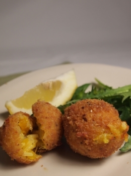 boulettes de riz, ail et poivron