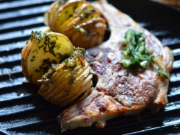 Baron d’agneau et pommes aux herbes, baron d'agneau, pommes de terre