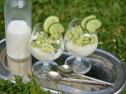 Courgettes et concombres au lait, courgette, concombre, lait fermenté