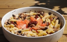 salade, penne, champignons