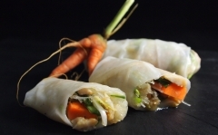 rouleaux de printemps, menthe, poisson