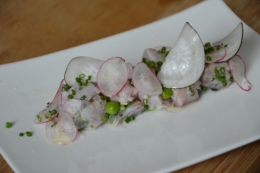 Maquereaux à cru, huile citronnée et radis, Sébastien de la Borde, La cour de Rémi, Bermicourt, La Cocotte, la Voix du Nord