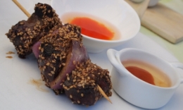 brochette de boeuf bouillon à la citronnelle, boeuf, mélisse-citronnelle, mélisse, citronnelle