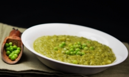 Soupe de petits pois aux topinambours, petits pois, topinambours