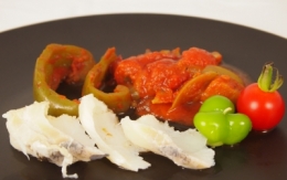 cabillaud, poivron, tomates, aubergines