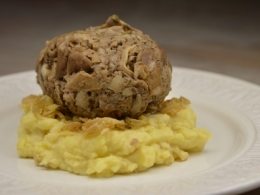 Andouille de Cambrai et purée au chou, andouille de Cambrai, purée, pommes de terre, chou