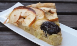 fruits ch'ti flan, flan, pommes, rhubarbe, pruneaux, Monsieur et madame