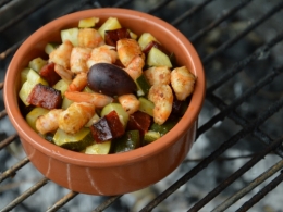Crevettes et courgettes en tapas