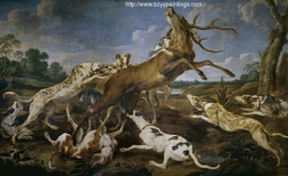 Deer harassed by a pack of dogs.jpg