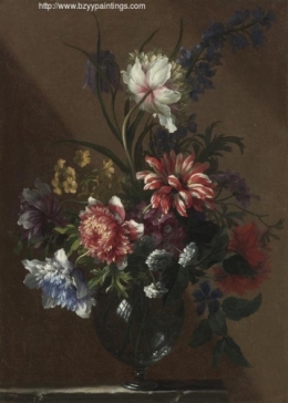 Bouquet of Flowers in Glass Vase on a Marble Ledge.jpg