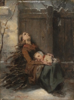 Destitute Dead Mother holding her sleeping Child in Winter.jpg