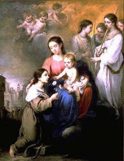 Murillo, la Virgen y el Niõ con Santa Roselia